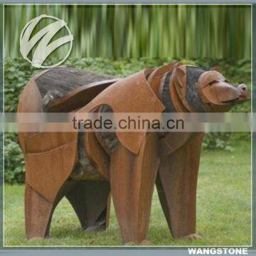 1.7 Meters height corten steel bear statue for urban art decoration