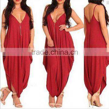 Summer Casual Loose Womens Jumpsuit V-Neck Spaghetti Strap Beach Playsuit Jumpsuits