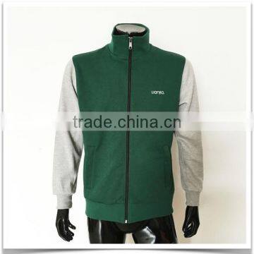 Full zip custom logo green match gray color sweater