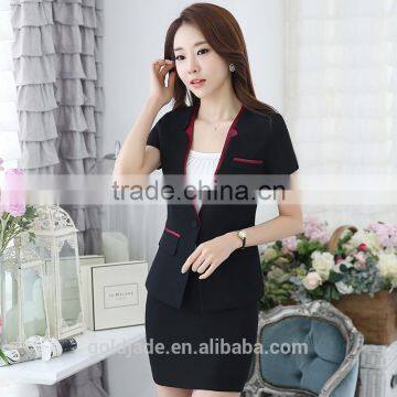 2016 ladies two pieces short sleeve blazer and skirt set women office business suit