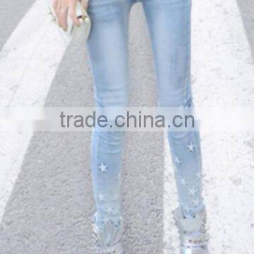 fashion knitted tall women's fancy denim jeans ladies sex jeans women's fashion