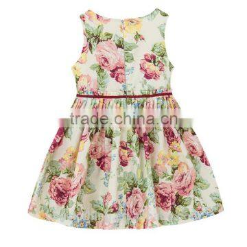 Floral Print Sleeveless Cotton Princess Wedding Little Girls Dress Party Flower Children Beach Kid Summer Dress Girl 2017 photo-2