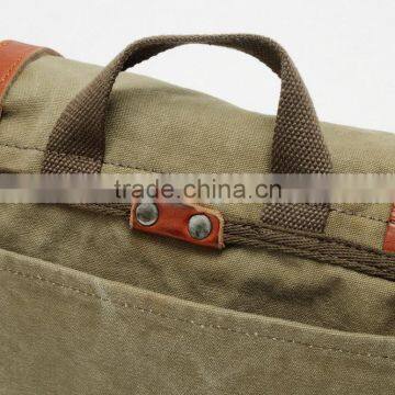 Unisex,Vintage Casual Cotton Canvas Leather Haversack Messenger Bag Courier Bag Haversack, Bookbag ,Shoulder Bag For Men & Women photo-4