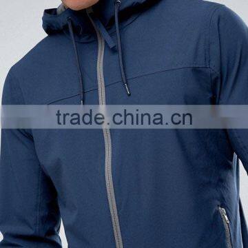 Best Price High Quality New Design Durable Elasticated Trims Cotton Polyester Navy With Hood Running Casual Men Wind Jacket photo-3