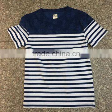 Men stocklots 60%cotton40%polyester stripe print t-shirt