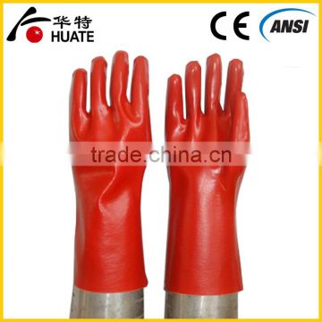 Full dipped oil proof red PVC safety work gloves