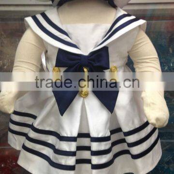 2017 Latest Design Hot Sale Summer Wholesale Silk Tutu Baby Clothing Kids Sleeveless Baby Girl Blue Stripe Dress photo-2