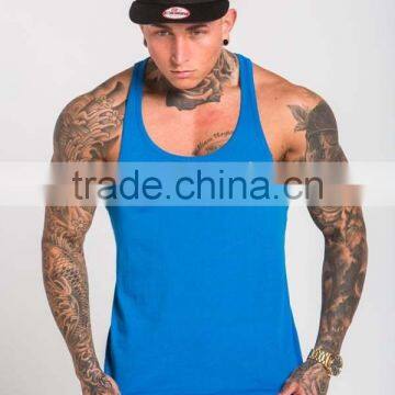 High Quality 100% Cotton Mens Stringer Tank Top Racerback Vest with Round Bottom Slim Fit Gym Tank Top OEM