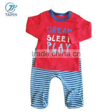 2pcs Sets Baby Sleepsuit 100% Cotton Long Sleeve Top And Stripe Footed Pants Kids Clothes Set