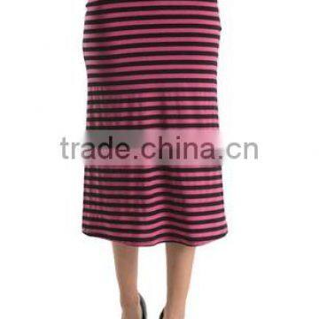 Wholesales Women's High Waisted A-Line Knit Stripe Midi Skirt photo-3