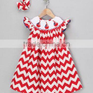 Sailboat smocked bishop dress for Summer 2016