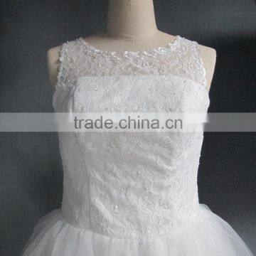 Applique Lace Short Ball Gown Wedding Dress photo-5