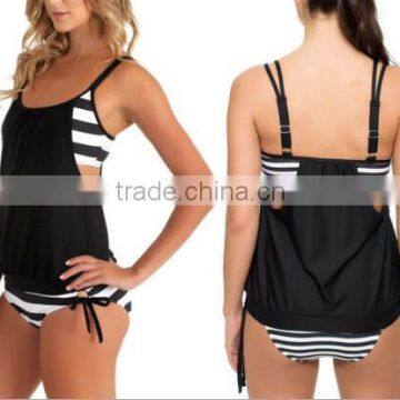 EY0039A Vertical Stripe Print Straps Short Bodysuit for Swimming Wear Sexy Beach Clothes photo-4
