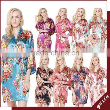 Satin Wedding Robes Silk Bridal Party Bathrobes Robe de Soiree RS1-0015 photo-2