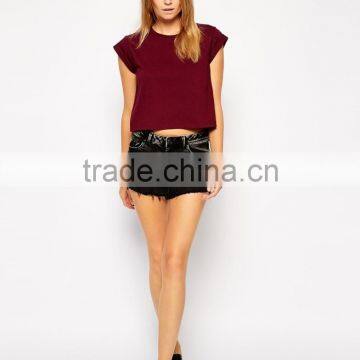 Cropped Boyfriend T-shirt With Roll Sleeve China Products photo-4