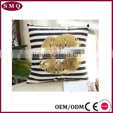 customized design hot stamping in gold color painting pillow cover