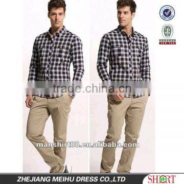 Excellent new style Grey Plaids Slim fit Shirt for men S,M,L,XL,XXL