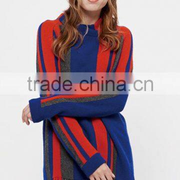 China Oem Fashion Women Strip Loose Pullover Long Sweaters Girl With Tassels photo-2