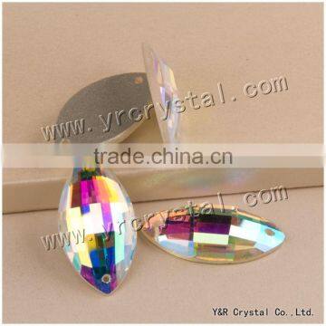 Sew on Fish Eye ab Rhinestones Beads Crystal Glass Beads AB Color With Two Holes or Not photo-6
