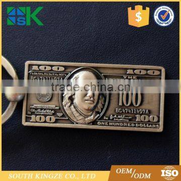 Custom Metal Alloy Imitation Dollar Key Chain Travel Commemorative Small Gift Coin Key Chain photo-3