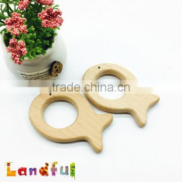 New Organic Animal Shape Wood Fish Ring Wooden Baby Teether