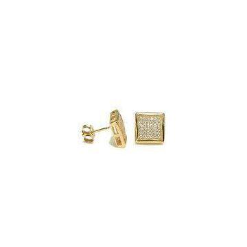 925 Sterling Silver Micro Pave Silver Jewelry Gold Stud Earrings For Women