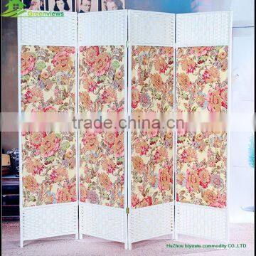 Factory Direct flower decorative 4 panel canvas decorative folding screen room divider GVSD026