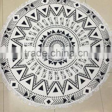 China supplier round beach towel with tassel ,roundie towel wholesale