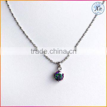 new designs plated 14k silver fashion wedding zircon stone charm jewelry necklace