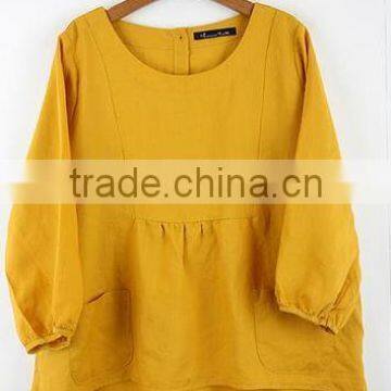 Women Linen Blouse Tops Linen Fabric Clothing Apparel Factory Wholesale photo-4