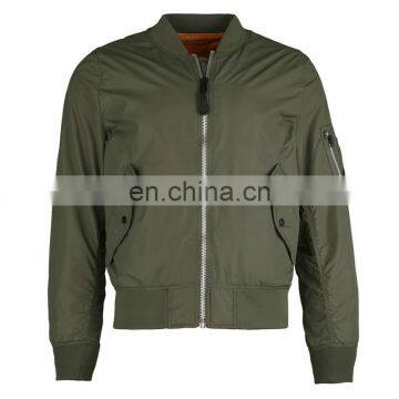 Army green color 100% nylon pu coating warm bomber jacket