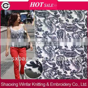 shaoxing winfar DTY paisley flocking scuba knitting fabric for garment