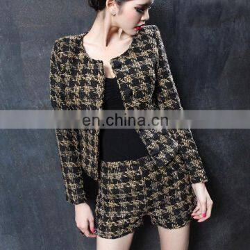 europe modern fashion grid coat shorts women suit