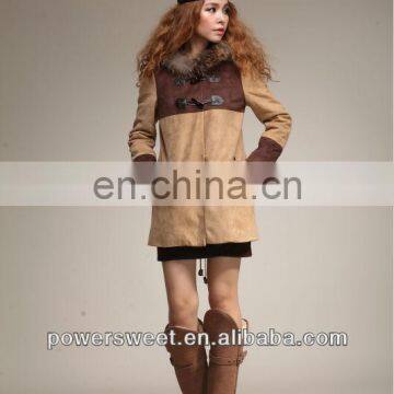 luxuary two contrast colour feather coat