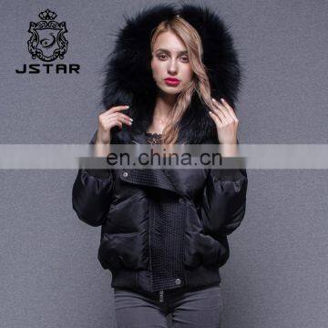 High quality fancy custom fur collar womens lady jacket wholesale clothing down jackets women 2017 winter