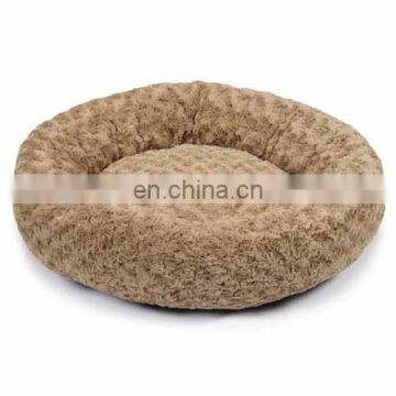 Fluffy plush materials round shape brown color Chihuahua small dog beds