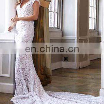 Lace Short Sleeve Bridal Gown