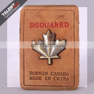 Customized Fashion Logo Special Metal Real Leather Badge Patch for Jeans photo-4