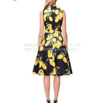 Vintage Sleeveless Printed Floral A-line Midi Dress photo-4