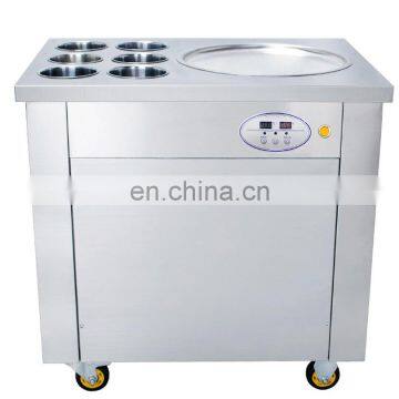 Fried frozen yogurt / Soft ice cream machine / flat round pans fry roll ice cream machine