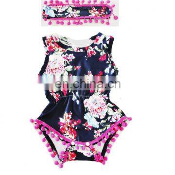 Fashion Flower Printed Colorful Baby Clothes Sleeveless Summer Baby Girl Romper