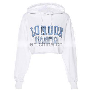 OEM Wholesale Autumn Explosion Style Women's Letter Printing Long Sleeve Hooded Slim Short Navel Sweatshirt Crop Hoodies