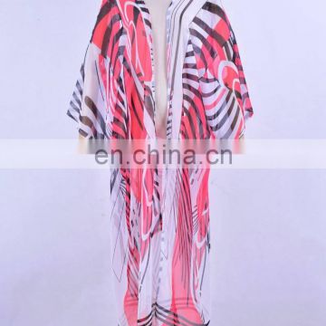 2019 Summer Zebra Stripe Bikini Cover Up Loose Beach Dress Women Pareo Long Chiffon Cardigan Beach Kaftan Robe de Plage