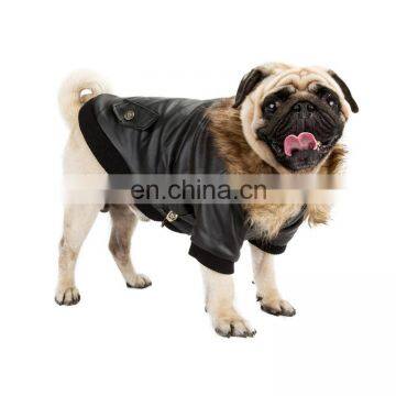 Waterproof Winter Fur Leather Coat Jacket Black Brown Leather Dog Clothes photo-5