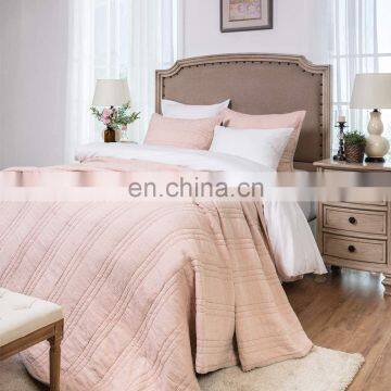 Breathable & Ultra Soft 100%Cotton 2 Layers Cotton Crinkle Gauze Stripe Embroidery Bedding Quilt photo-3