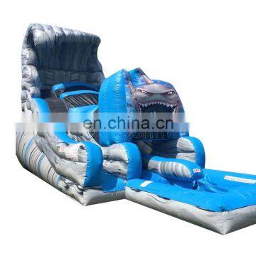 Giant Shark Attack Waterslide Bouncer Backyard Inflatable Shark Tank Water Slide With Pool