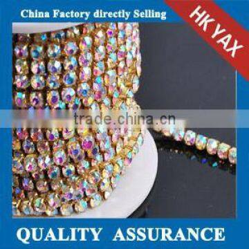 0328L 10 Yards High quality clear crystal AB chain trimming; cheap crystal trimming wholesale; crystal rhinestone chain trimming