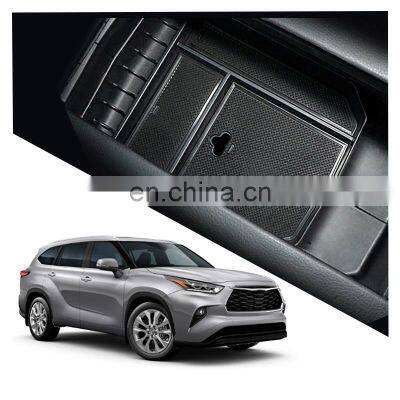 Interior Accessories Parts Silicone Armrest Rest Storage Box Center Control Console Organizer Tray For Toyota Highlander 2014-20