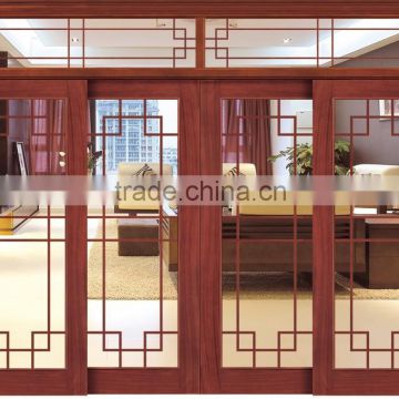 China manufacturer high quality wooden glass door with glazed grill design