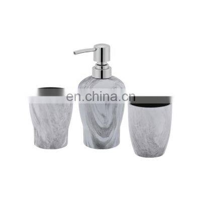 Low MOQ Trade Cute 4Pcs Press Kitchen Marble White Plastic Acrylic Bathroom Accessories Handmade Bath Set Wholesale